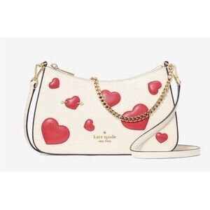 Kate Spade Puffy Heart Madison Valentines Day Crossbody Bag Meringue NWT KK221